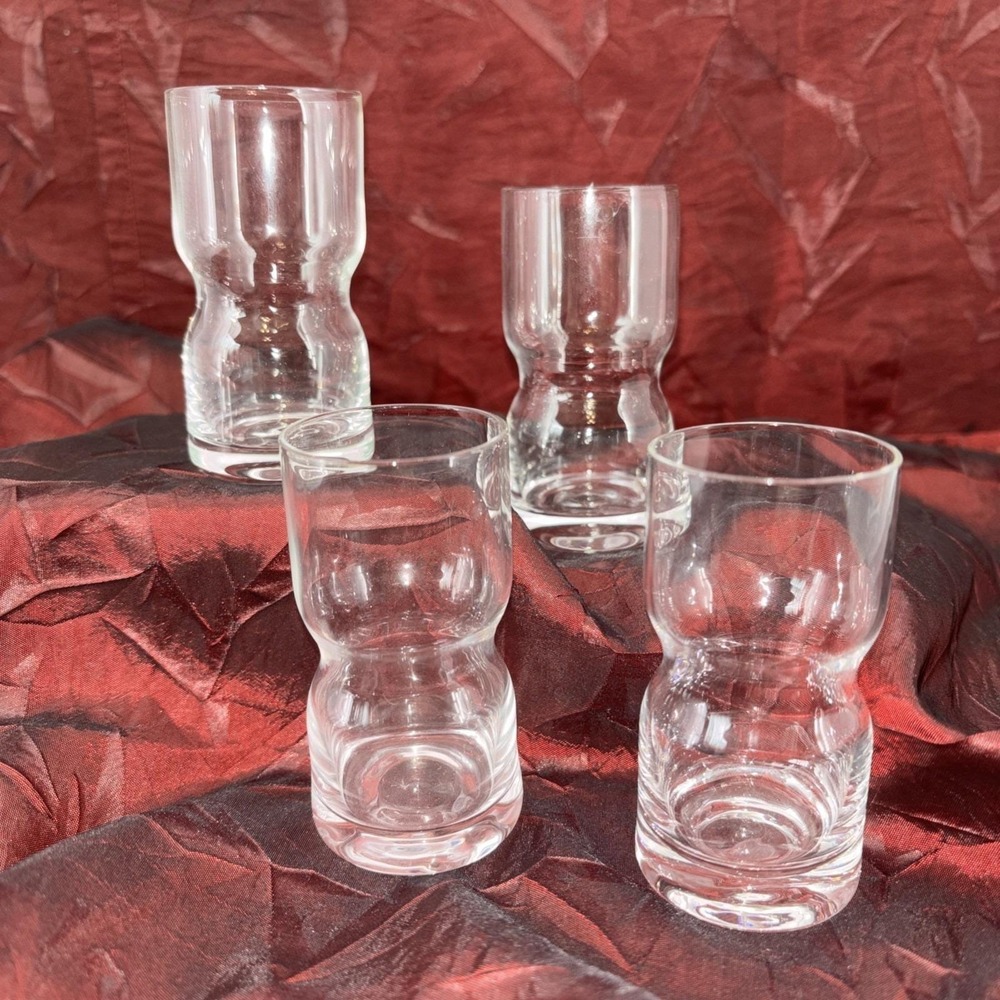 Hand‎ Blown Recessed Waist/Middle Cordial/Shot Glasses Unbranded Set of 4
